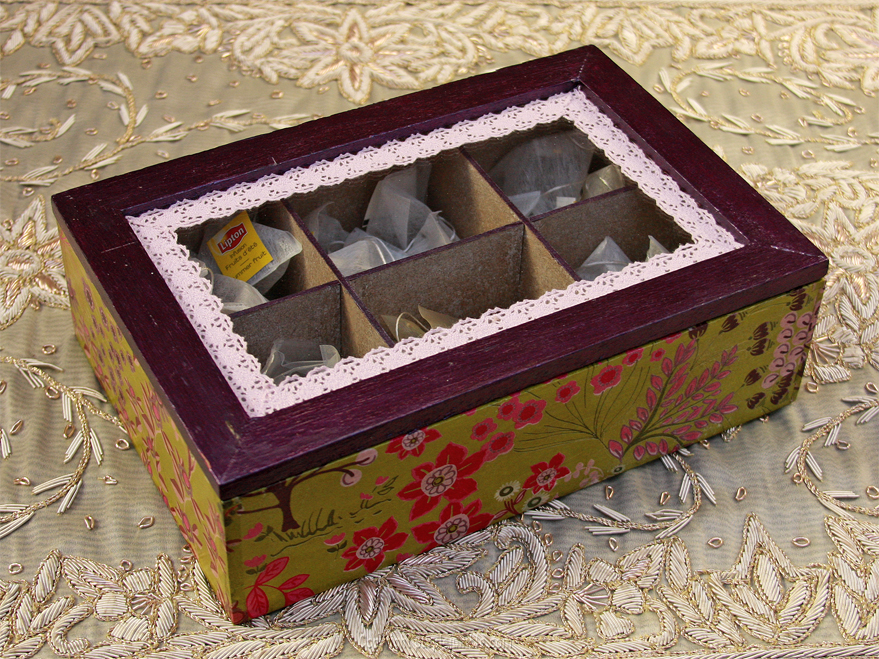 Boîte en bois, Boîte en bois peinte, Boîte à thé en bois, Boîte à